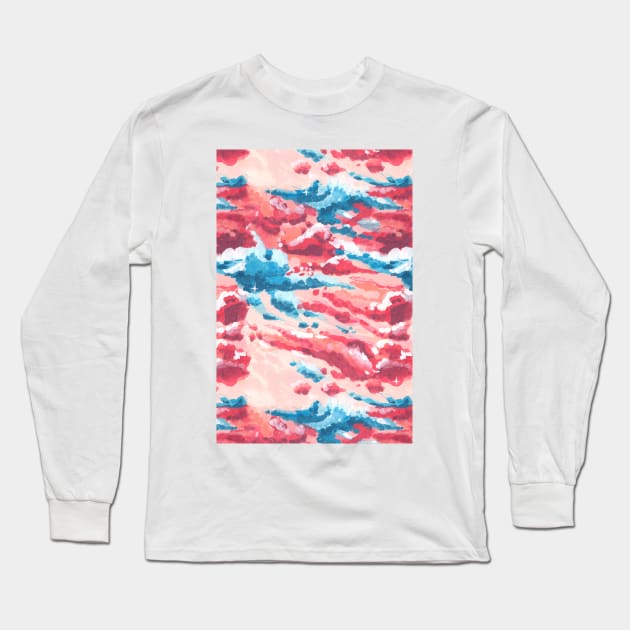 Pink and Blue Cloudy Sky Long Sleeve T-Shirt by JJLosh